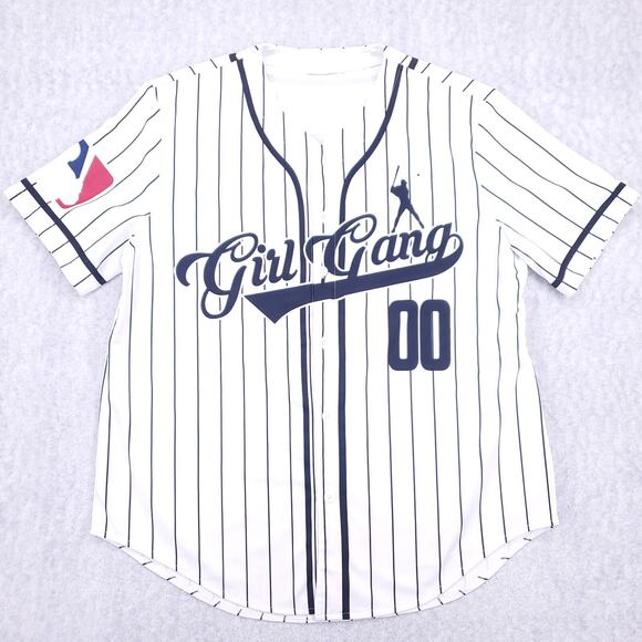 Girl Gang Baseball Jersey Womens L MLB-Inspired Sporty Casual Fanwear - Picture 1 of 7